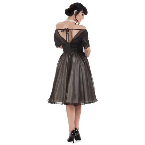 Retro Pin-up Fit & Flare Black Dress - Picture 3 of 6